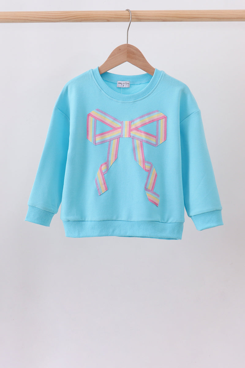 Blue bow hand-sewn mom&me sweatshirt