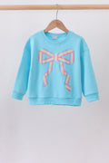 Blue bow hand-sewn mom&me sweatshirt