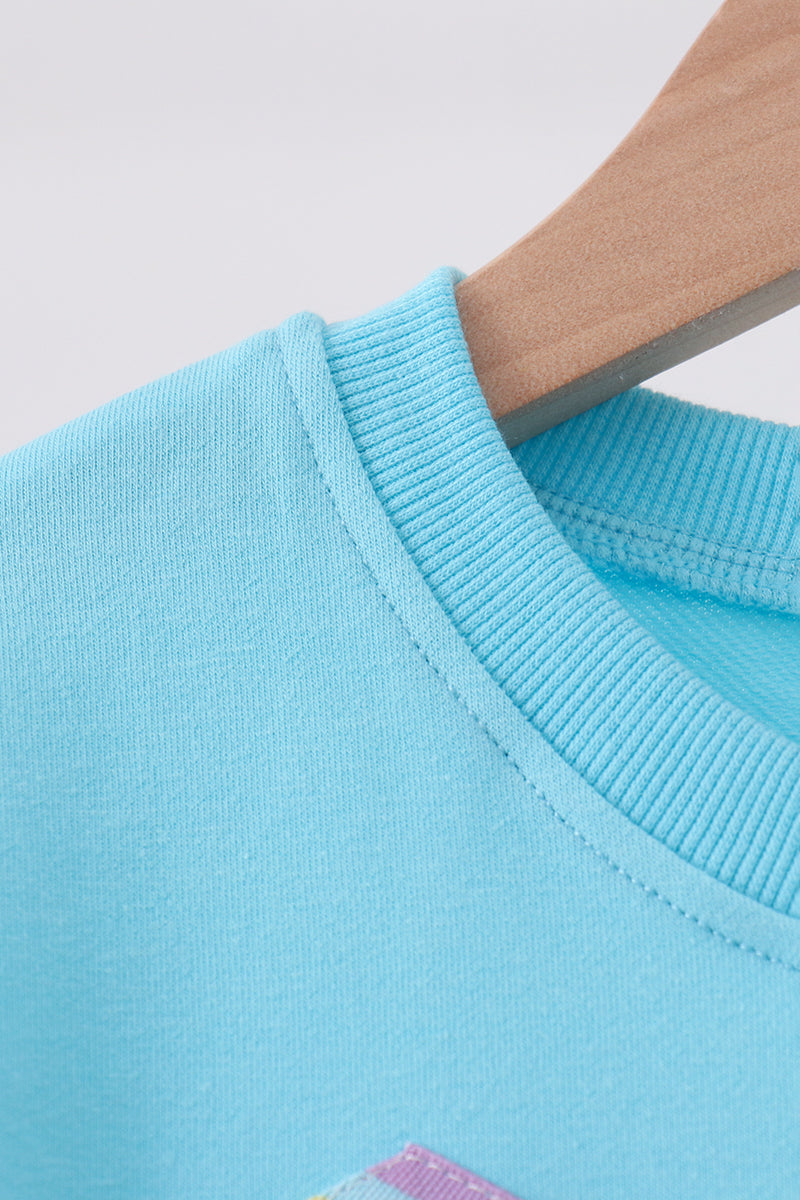 Blue bow hand-sewn mom&me sweatshirt