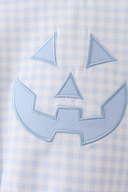 Blue Jack-O-Lantern  Applique Bubble