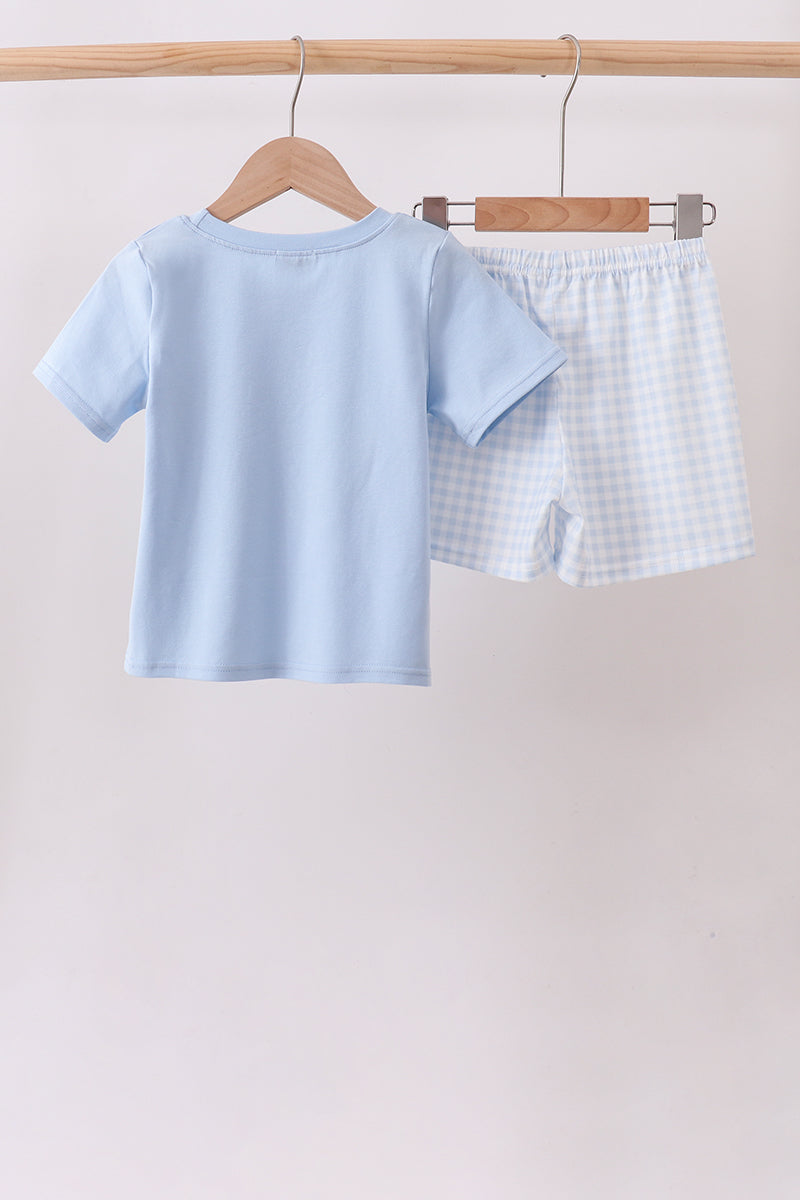Blue Jack-O-Lantern  Applique Shorts Set