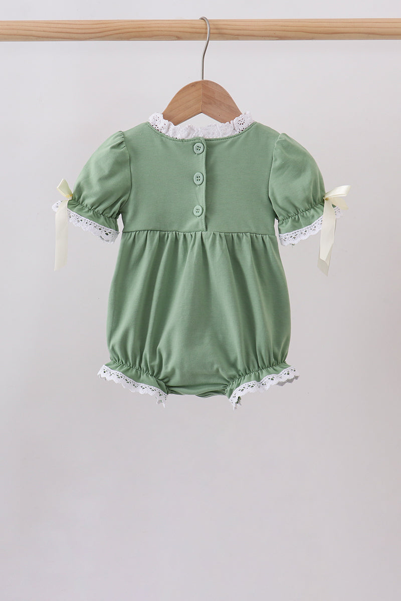 Sage collar smocked lace bubble