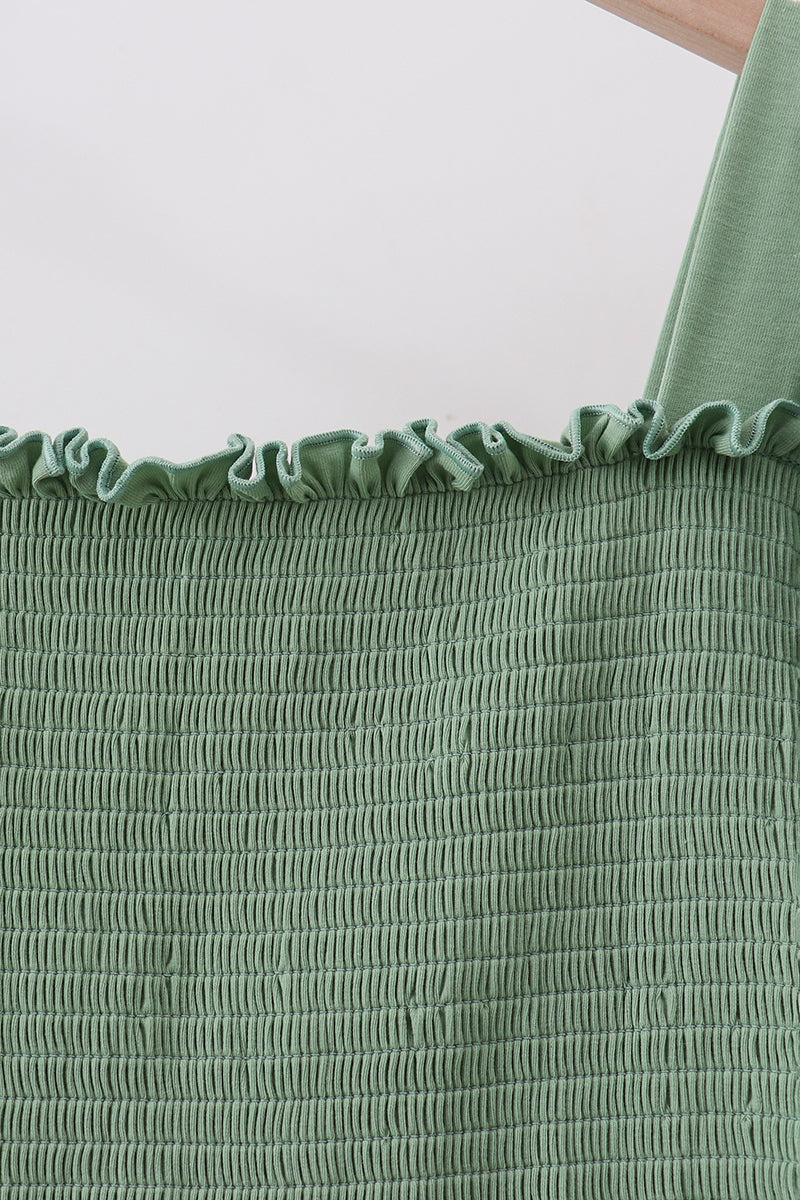 Sage smocked mom dress