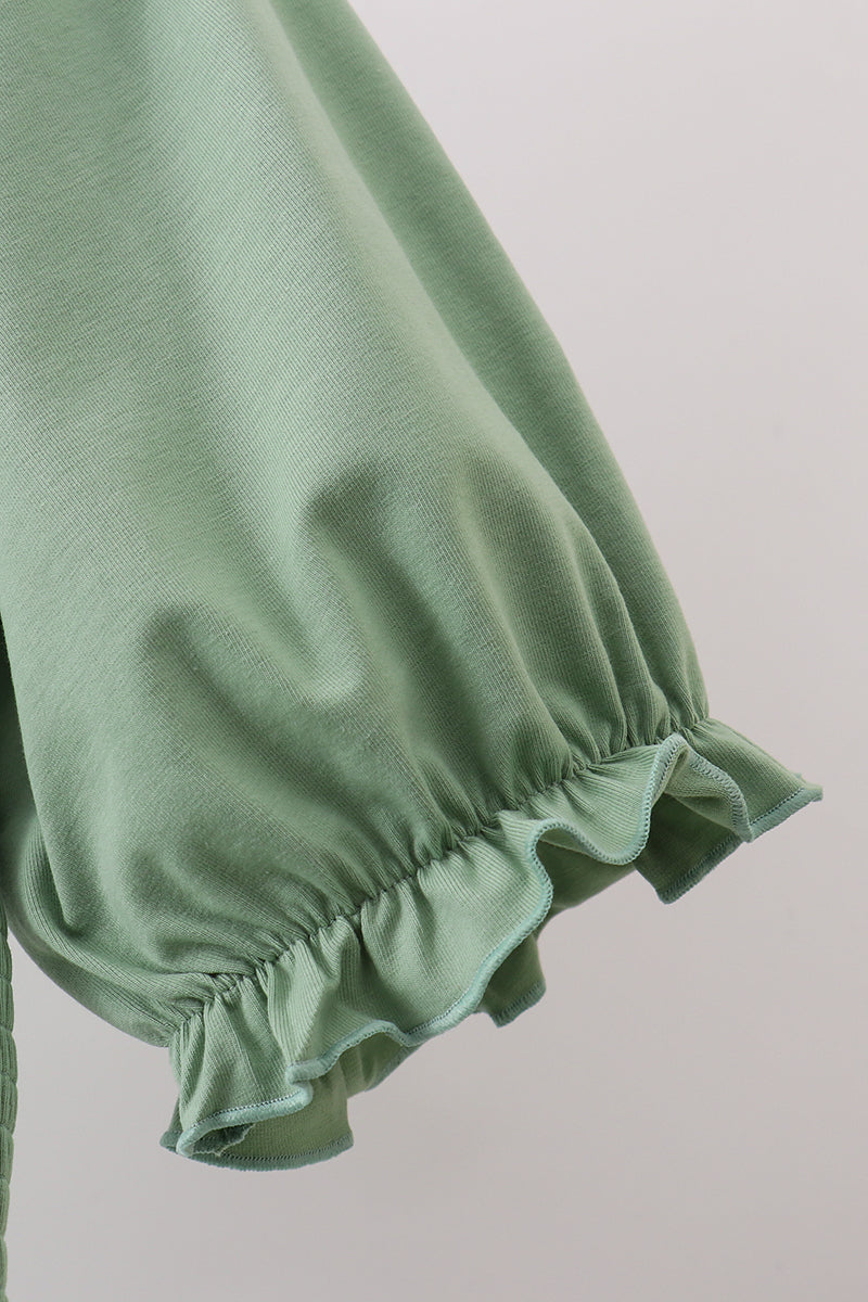 Sage smocked mom dress