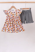 Pumpkin ruffle shorts set