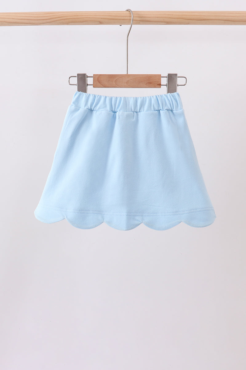 Mint scallop hem bow skort