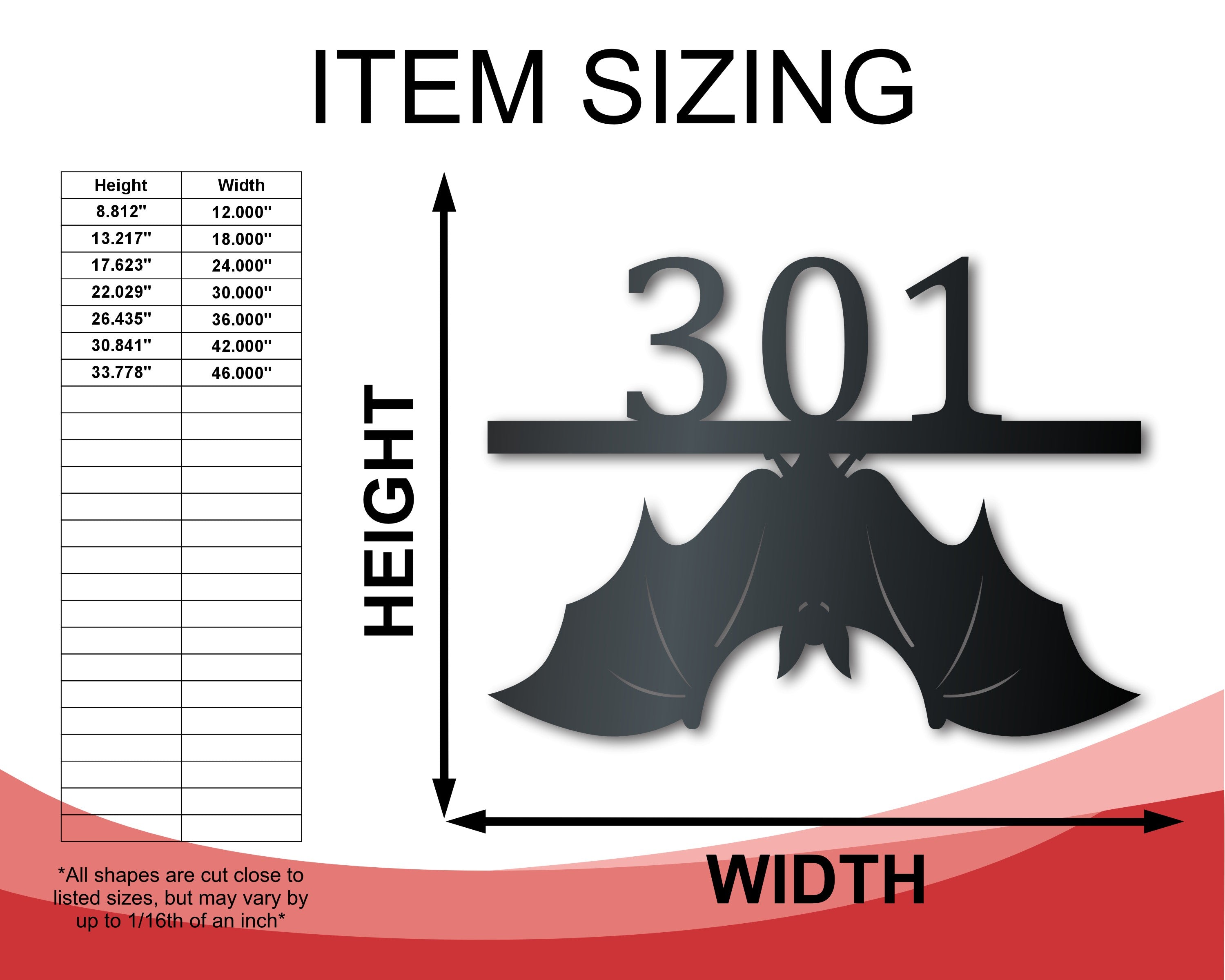 Custom Metal Hanging Bat Wall Art | Halloween | Indoor Outdoor | Up to 36" | Over 20 Color Options
