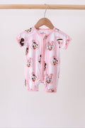 Pink character bamboo romper