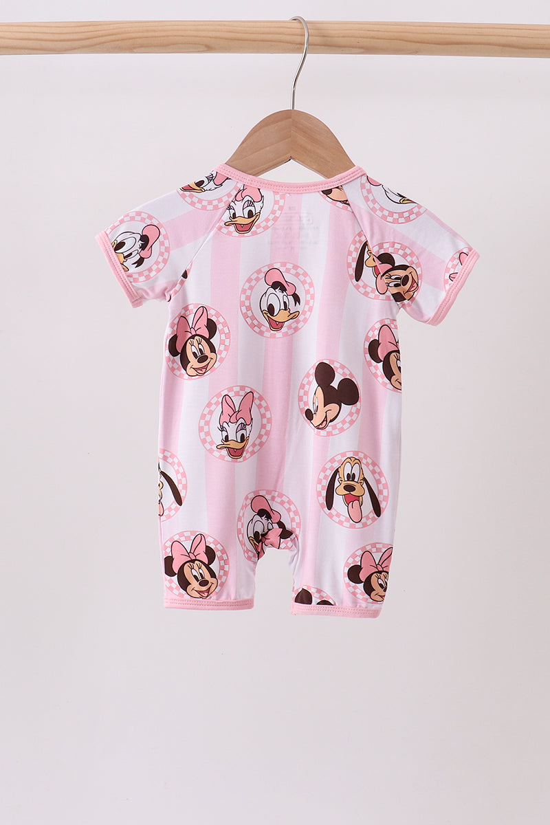 Pink character bamboo romper
