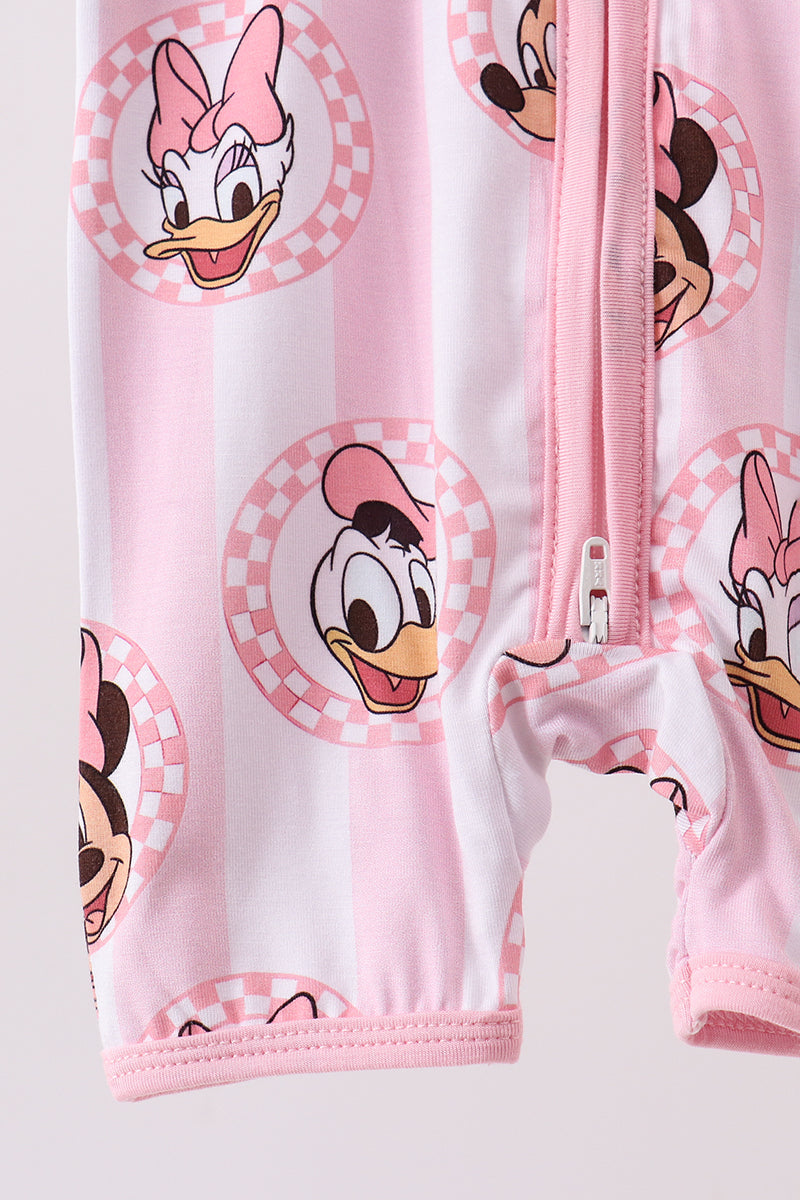 Pink character bamboo romper