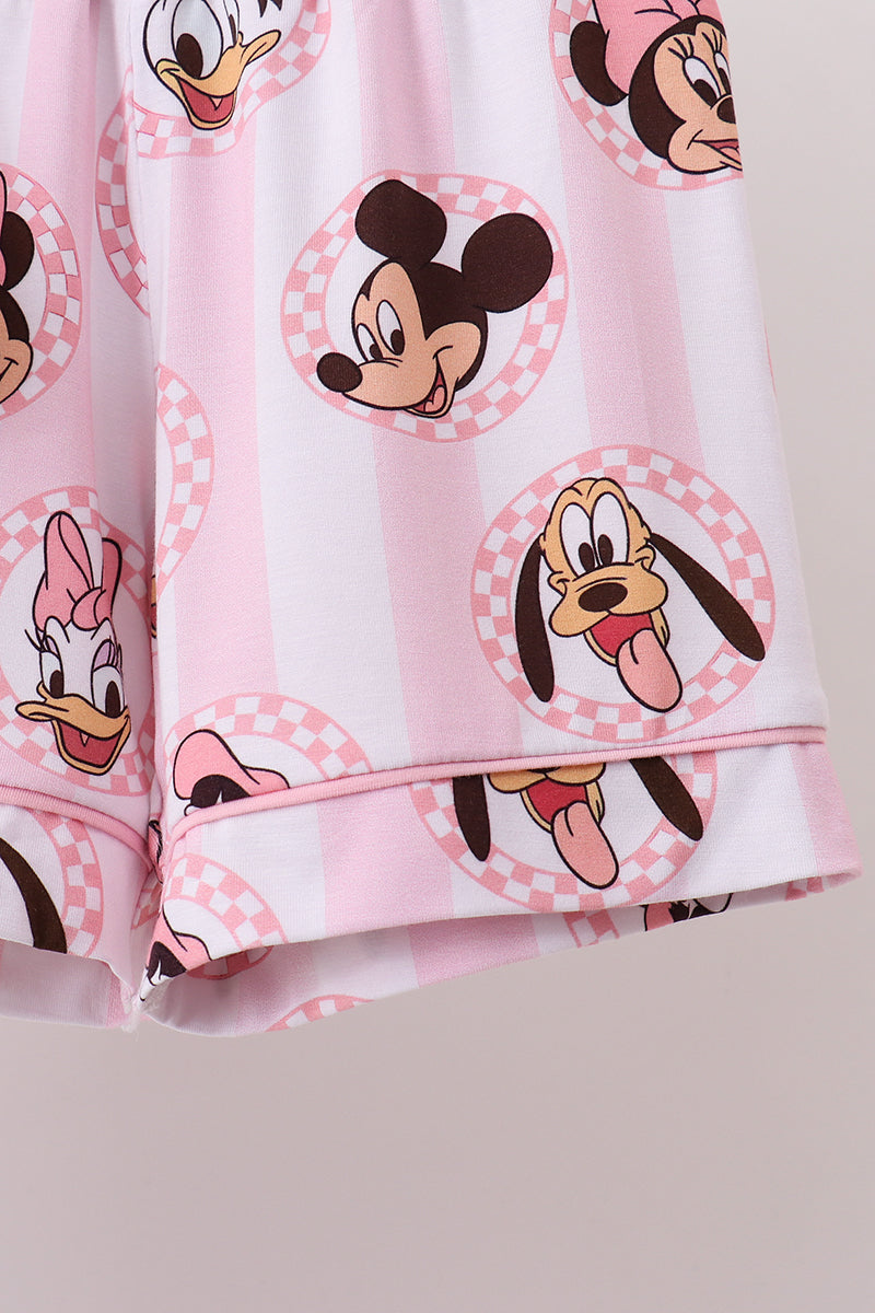 Pink character bamboo pocket pajama set