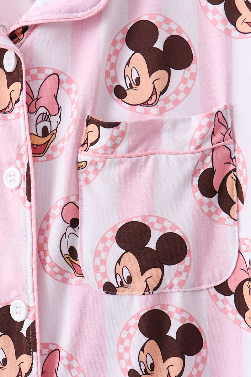 Pink character bamboo pocket mom pajama set