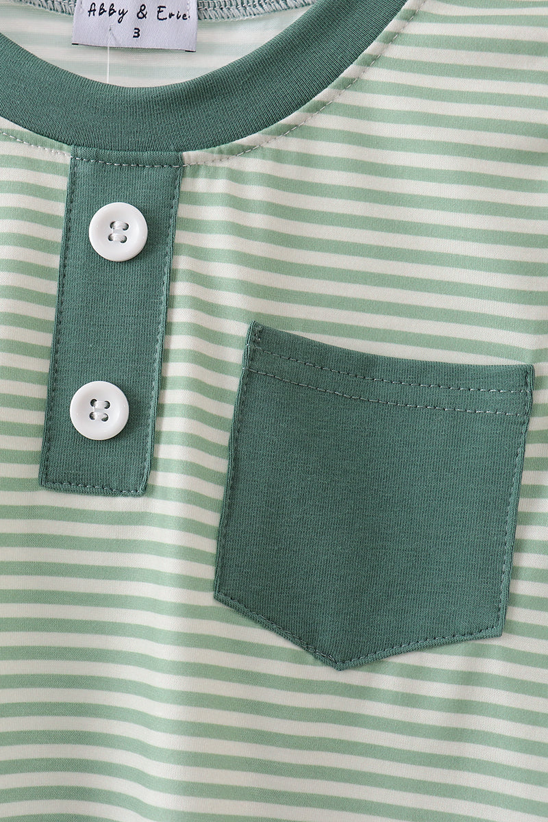 Teal Stripe Pocket top