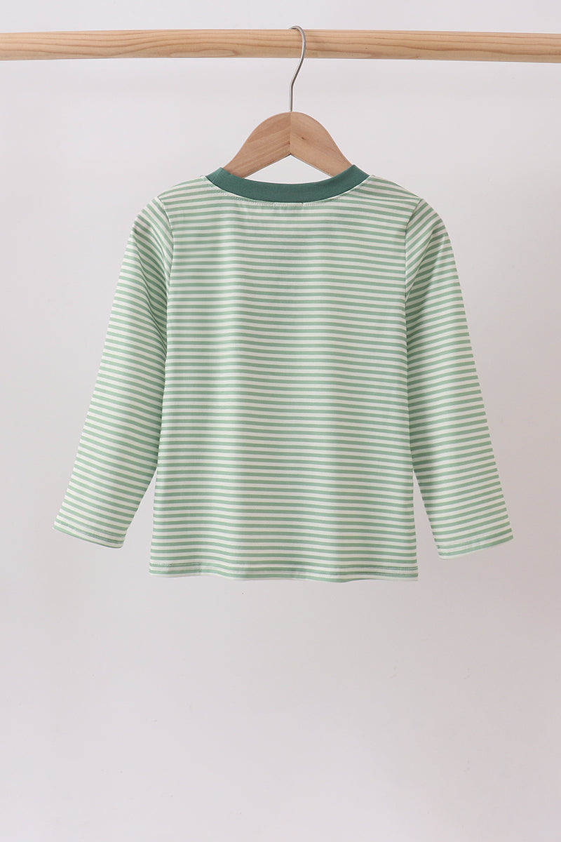 Teal Stripe Pocket top