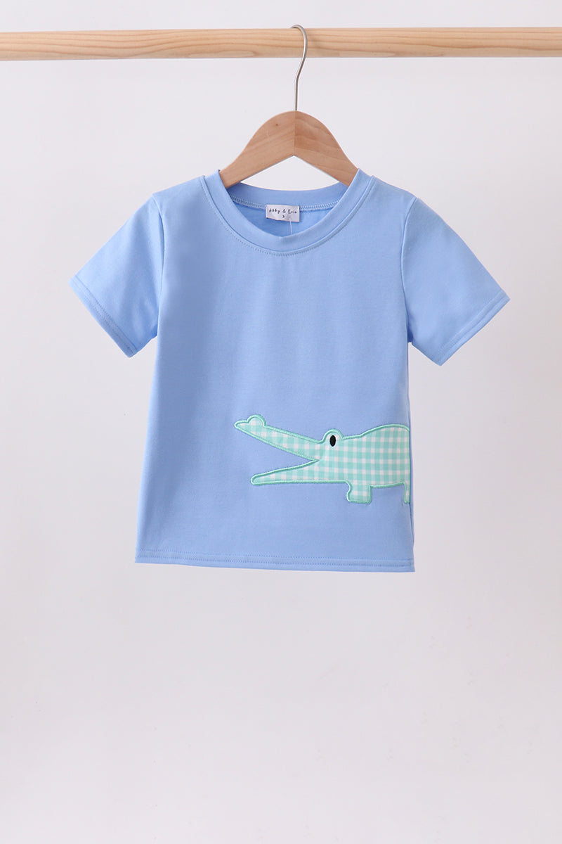 Blue Crocodile Applique Top