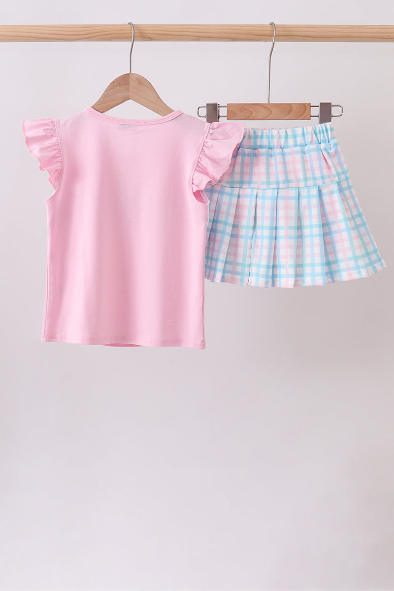 Pink Crocodile Smocked Skorts Set
