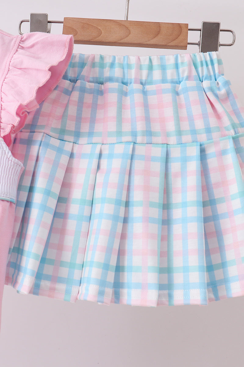 Pink Crocodile Smocked Skorts Set