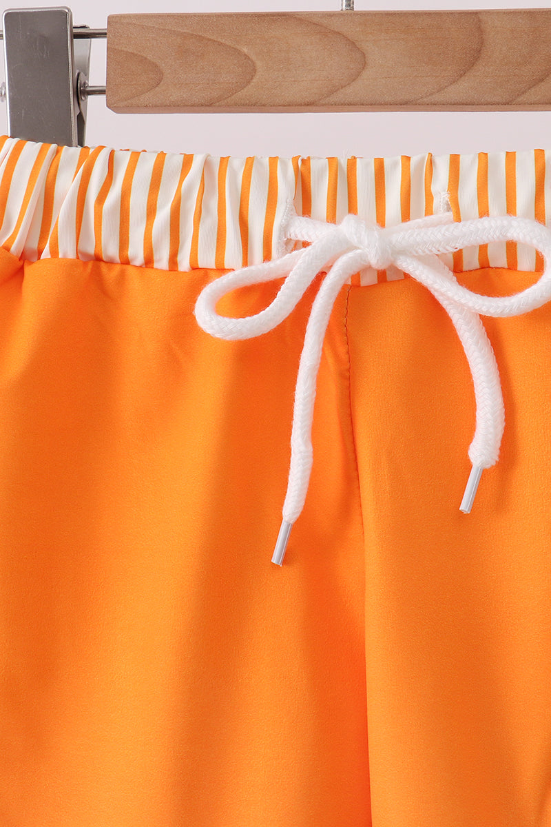 Orange Football Swim Trunks