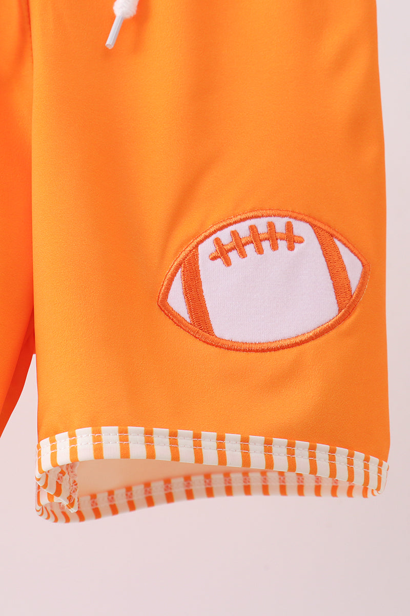 Orange Football Swim Trunks