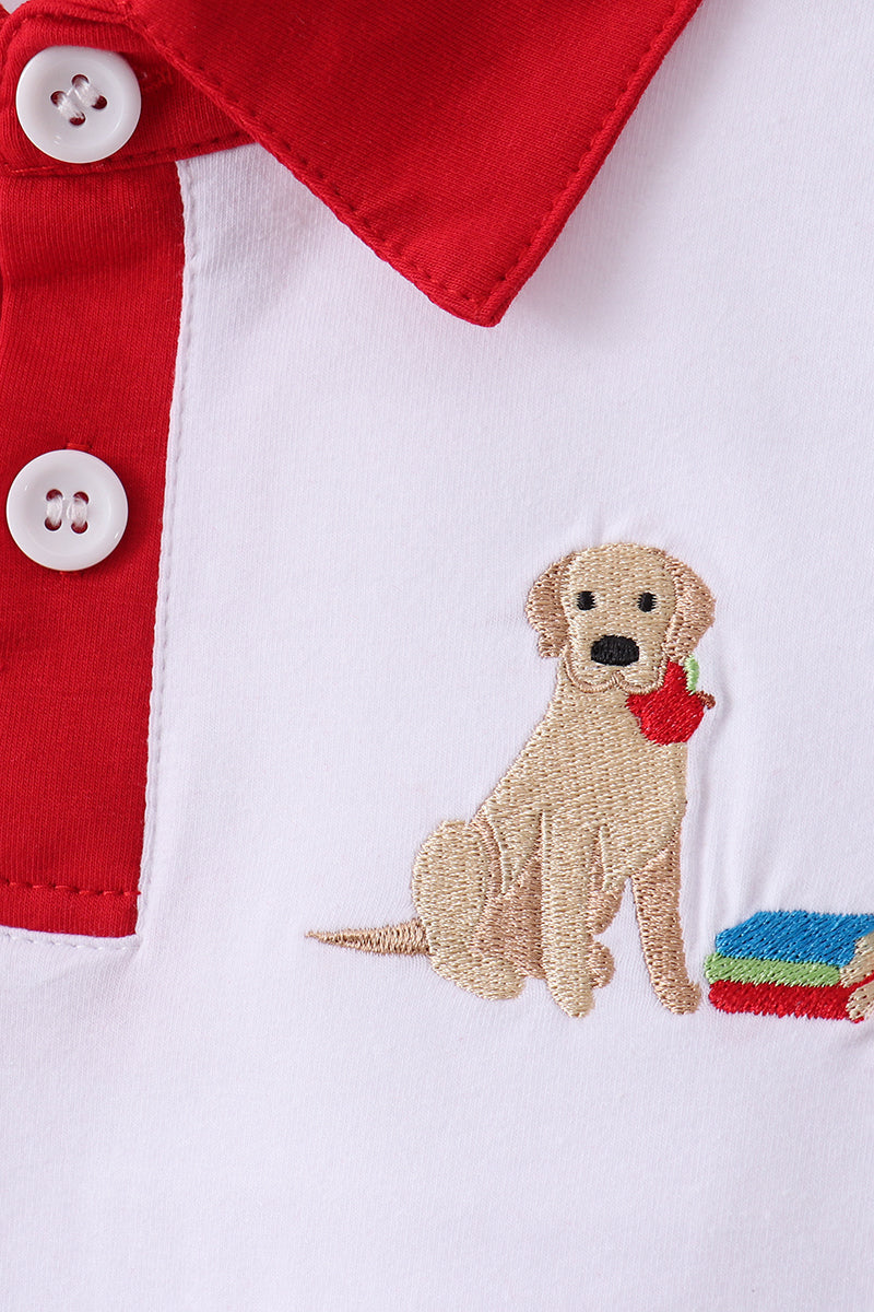 Blue Puppy Embroidered Boys Shorts Set