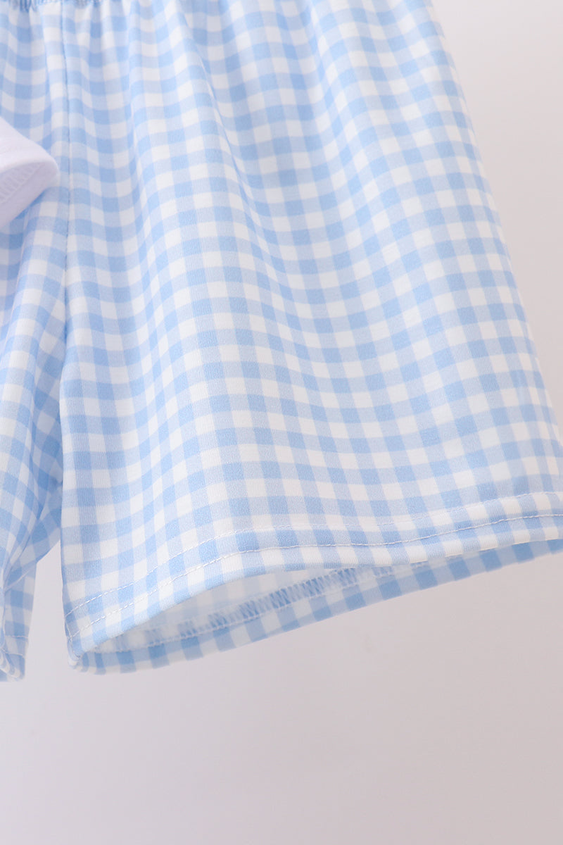 Blue Puppy Embroidered Boys Shorts Set