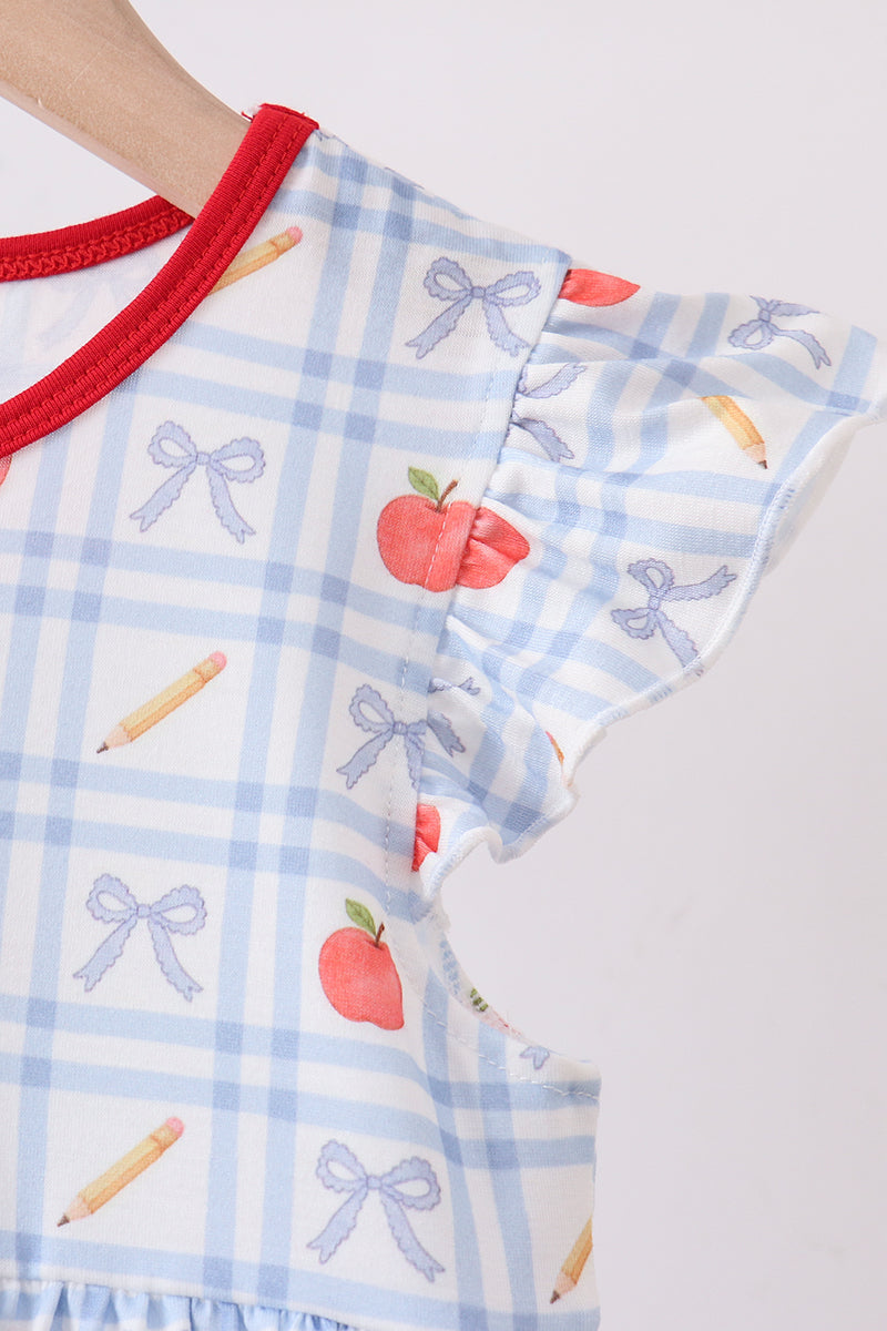 Red Apple Print Ruffle Dress