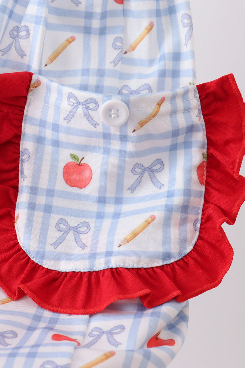 Red Apple Print Ruffle Dress