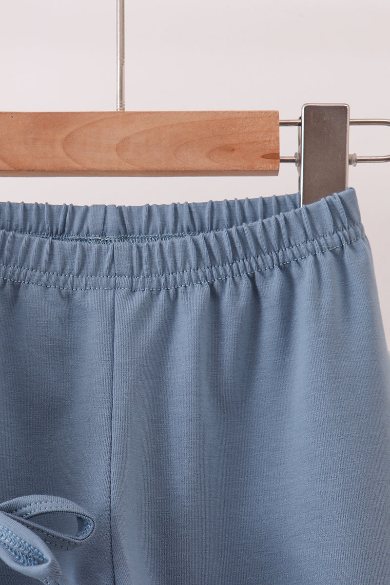 Blue Apple Crayon French Knot Ruffle Pants Set