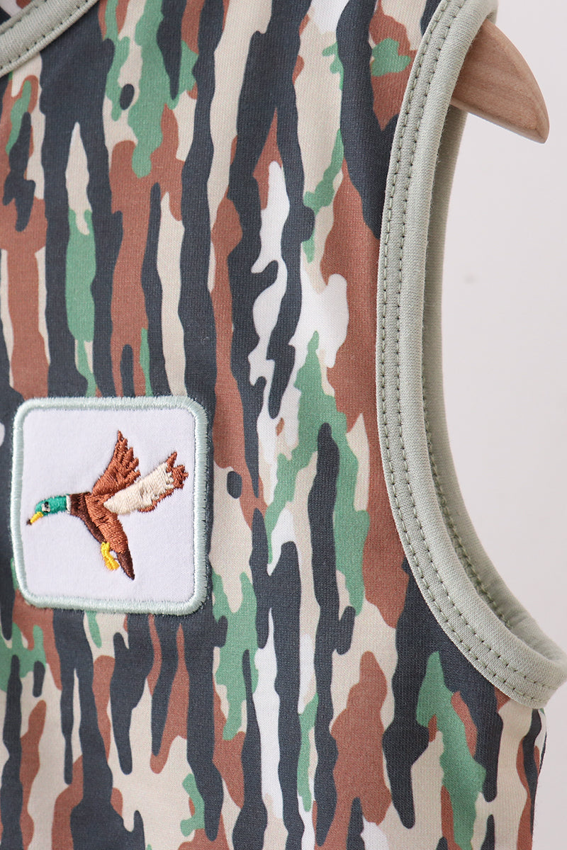 Camo Duck Embroidered Zip Vest