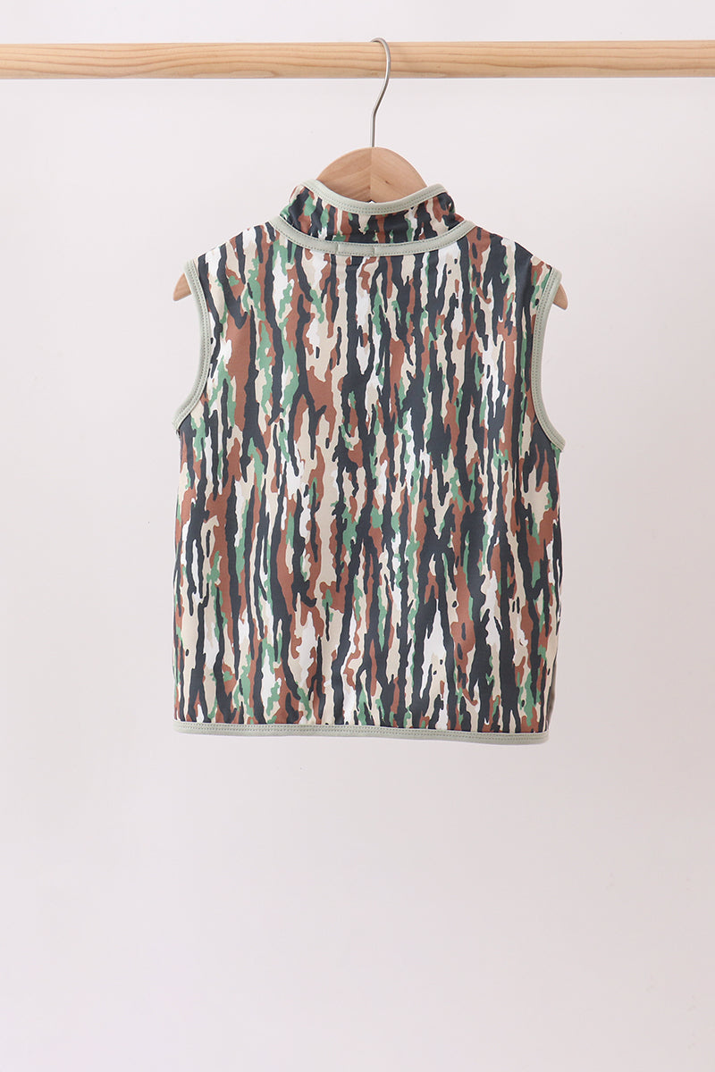 Camo Duck Embroidered Zip Vest