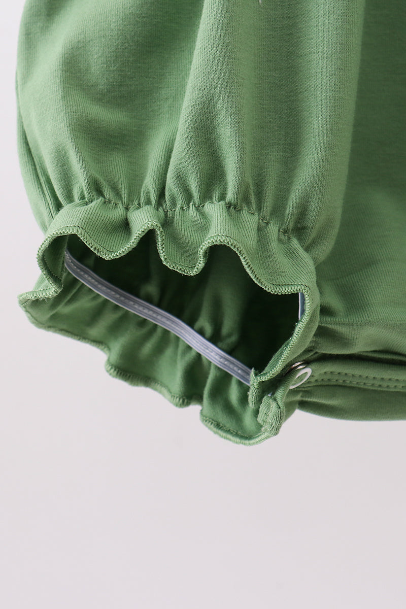 Green Sunflower Applique Ruffle Bubble