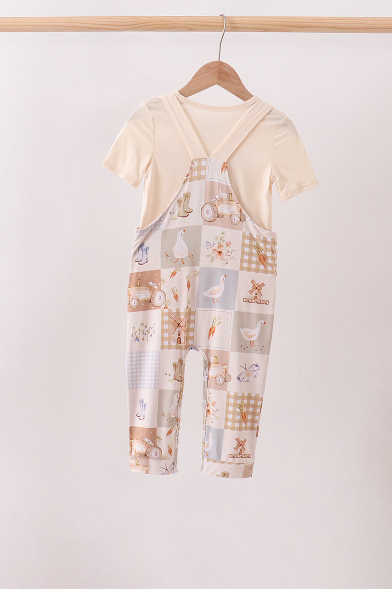 Khaki Goose Bamboo 2PC Romper Set