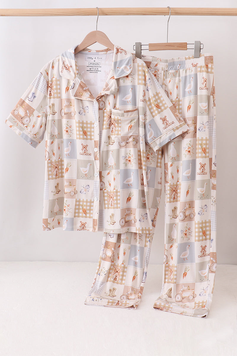 Khaki Goose Bamboo Mom Pajama Set