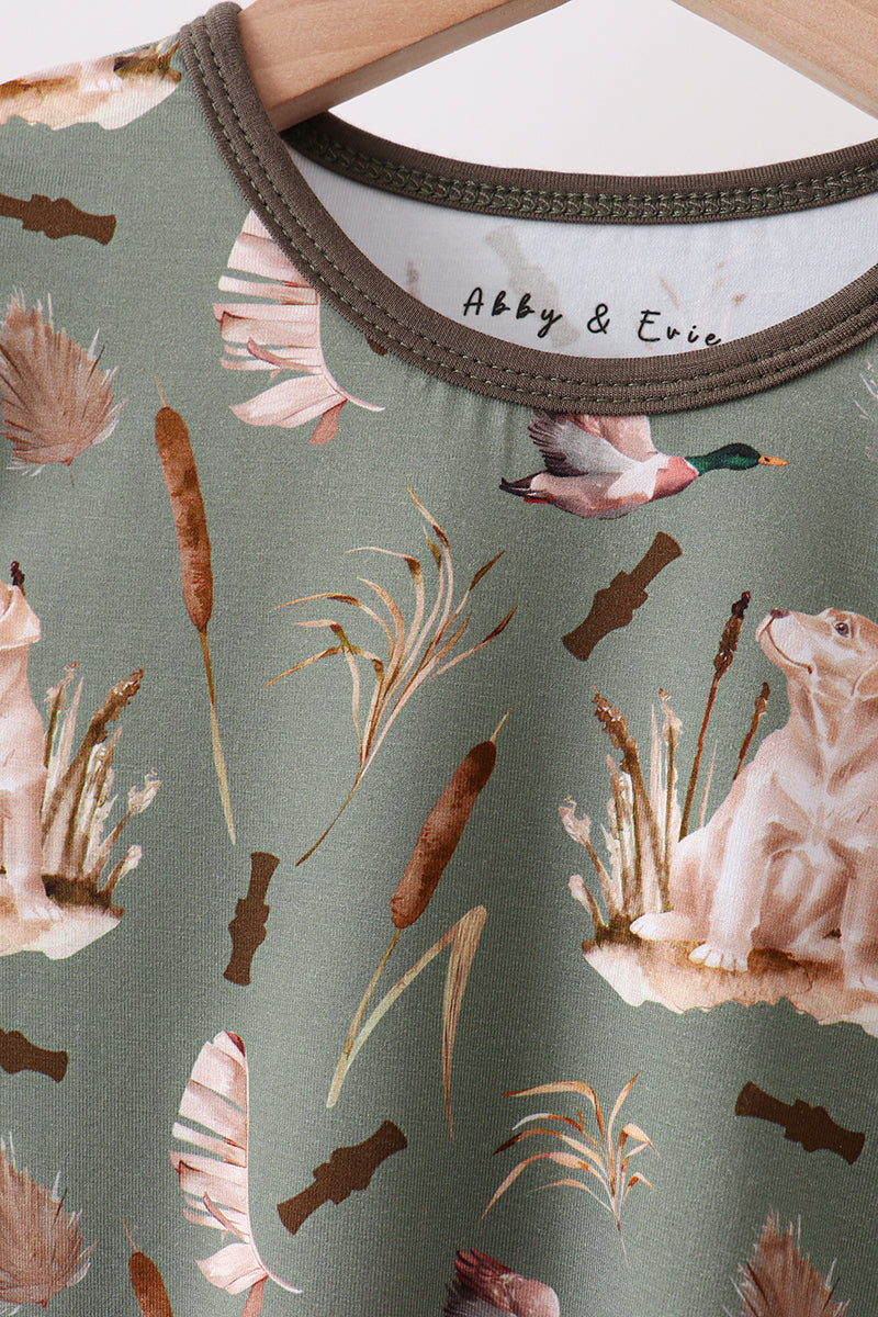 Green Hunting Bamboo Pajama Set