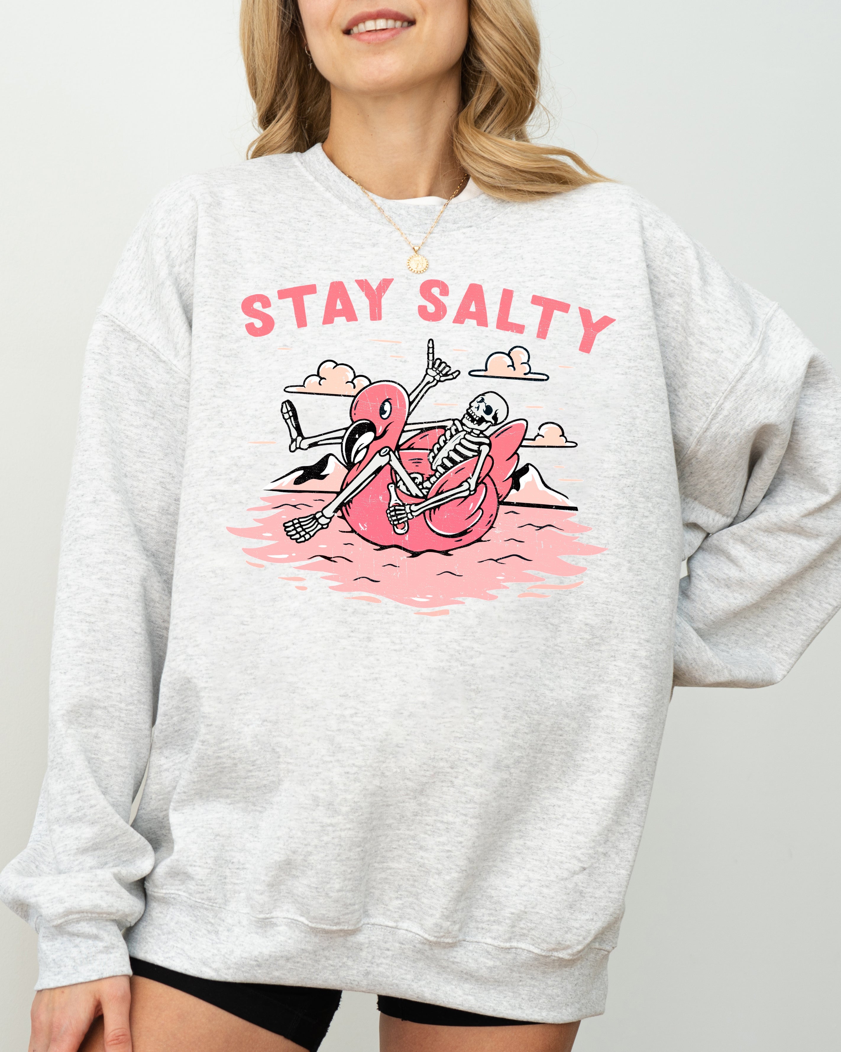 Stay Salty Skeleton Ghost Spooky Witch Aesthetic Meme Halloween Costume Sweatshirt