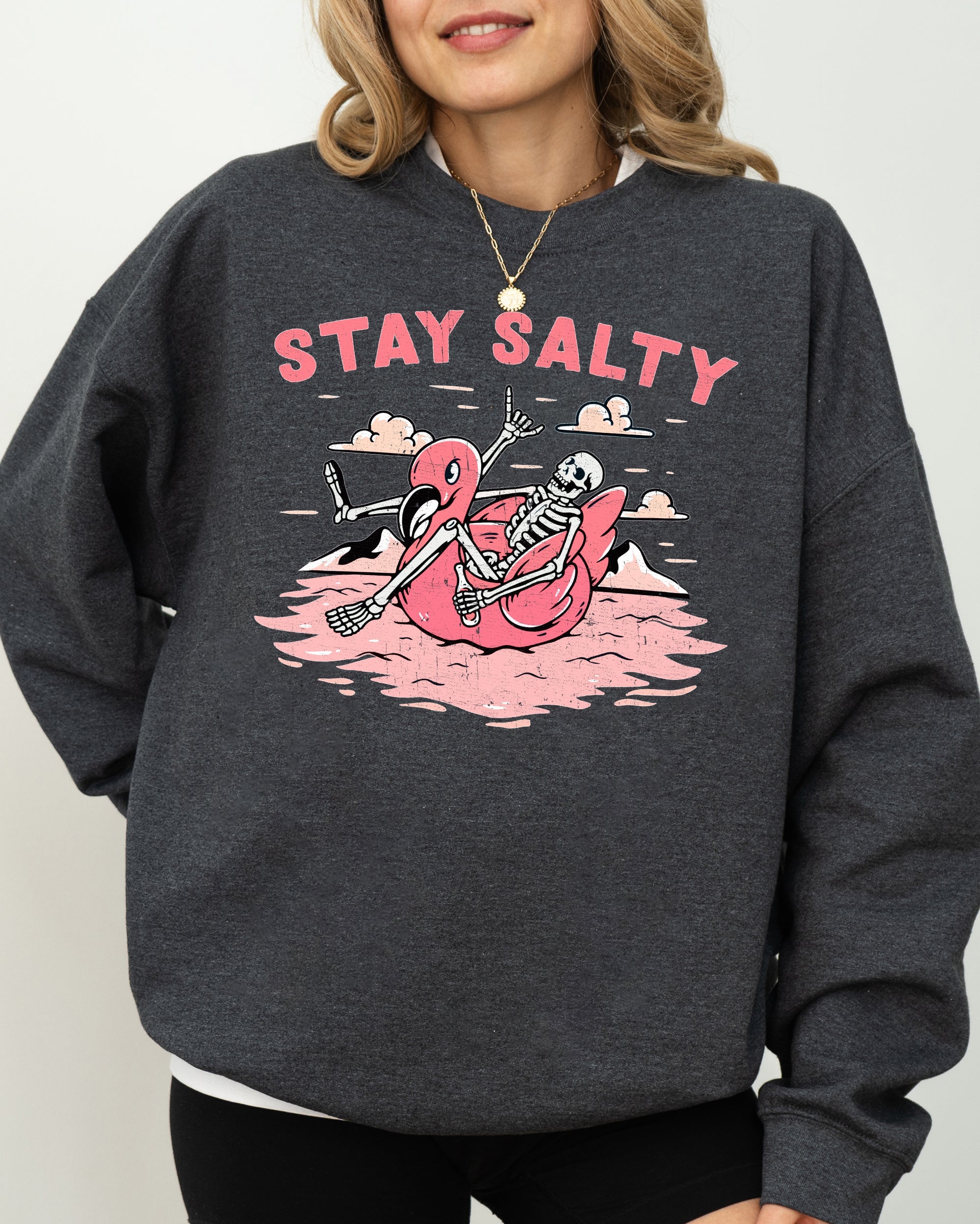 Stay Salty Skeleton Ghost Spooky Witch Aesthetic Meme Halloween Costume Sweatshirt