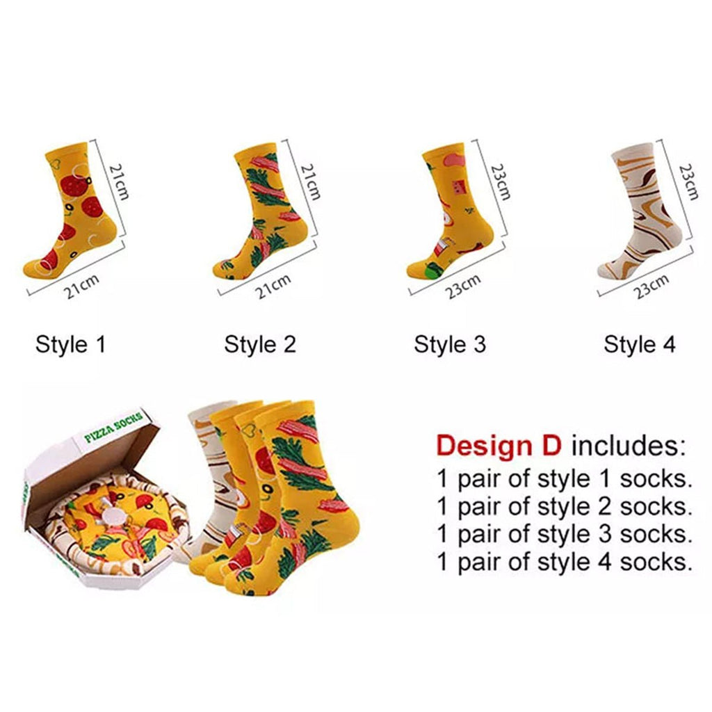 Pizza Socks Gift Box – 4 Pairs of Funny Food-Themed Socks