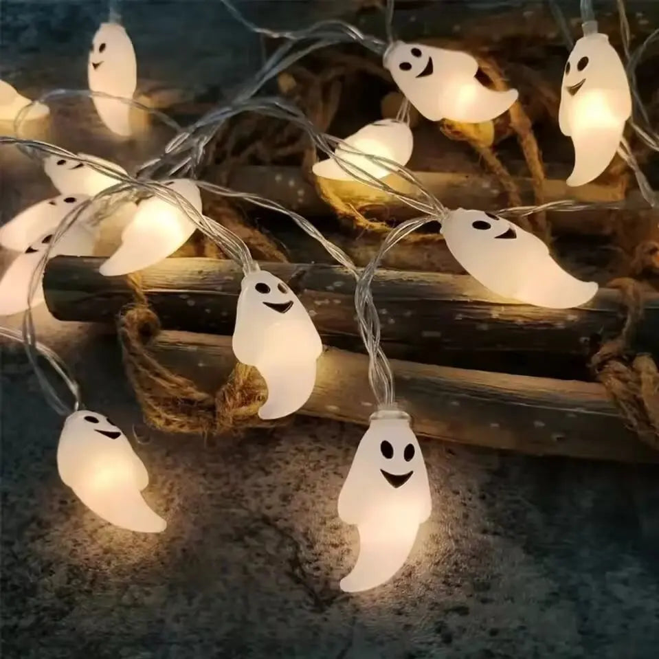LED Halloween String Lights Battery Powered Decoration Lamp Indoor Outdoor Atmosphere Ghost Lights For Home Party Festival Decor