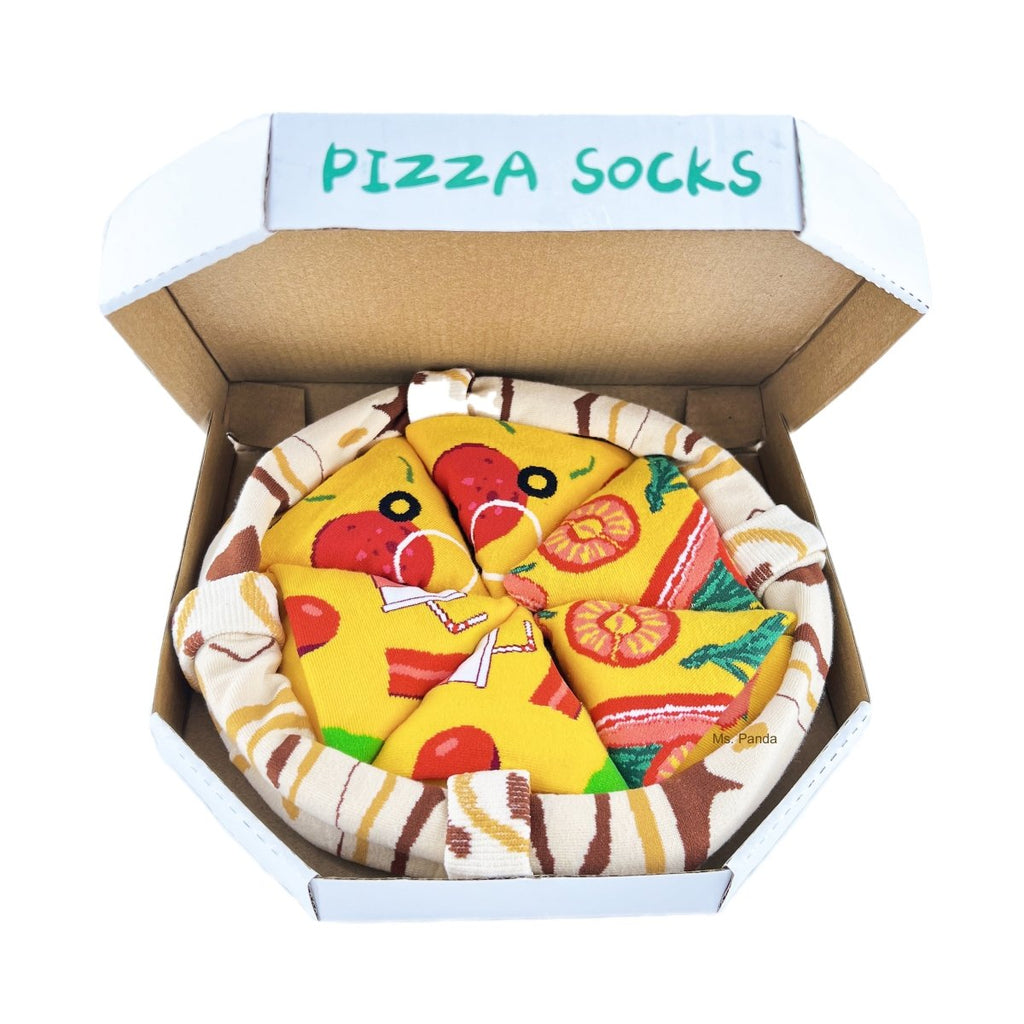Pizza Socks Gift Box – 4 Pairs of Funny Food-Themed Socks