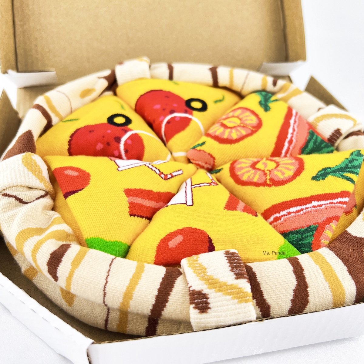 Pizza Socks Gift Box – 4 Pairs of Funny Food-Themed Socks